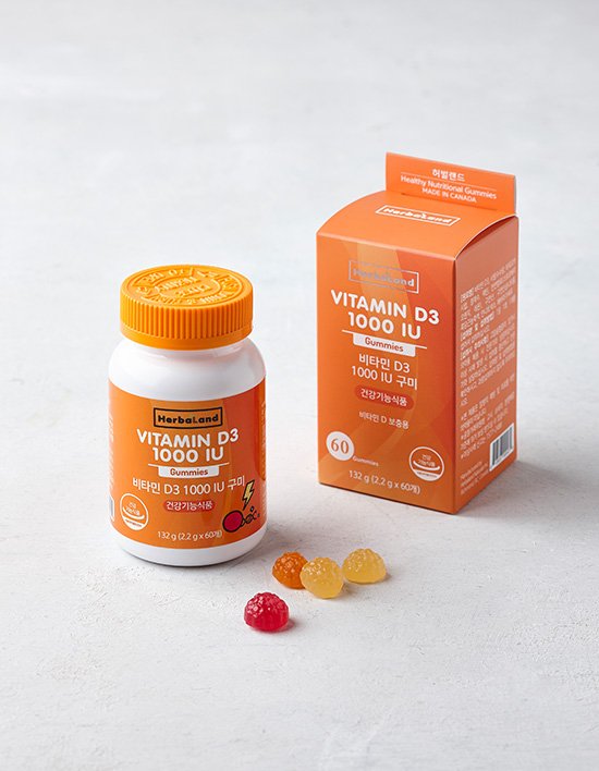 [허벌랜드] 비타민 D3 1000 IU 구미 (60일분)