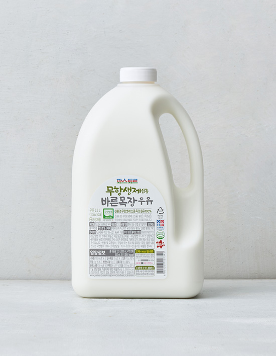 [파스퇴르] 무항생제 인증 바른목장 우유 2.3L